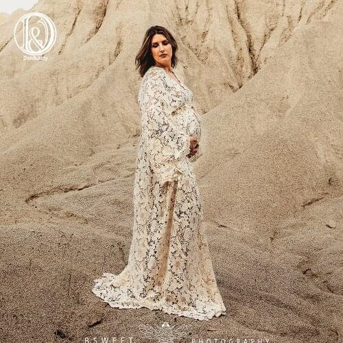 Don&Judy 2020 NEW Beige Vintage Cotton Maternity Dress Pregnancy Photography Dresses Maxi Maternity Gown Photo Prop Plus Size