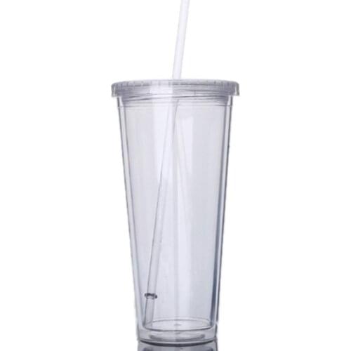 Double-layer plastic anti-scalding hand straw cup Premium Grade Acrylic Double Walled Dishwasher Safe Versatile