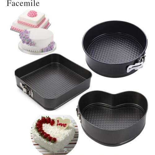 Facemile Heart Square Round Steel Nonstick Gift Baking Dishes Pans Removable Bottom Bakeware Springform Pan Cake Pans 54104
