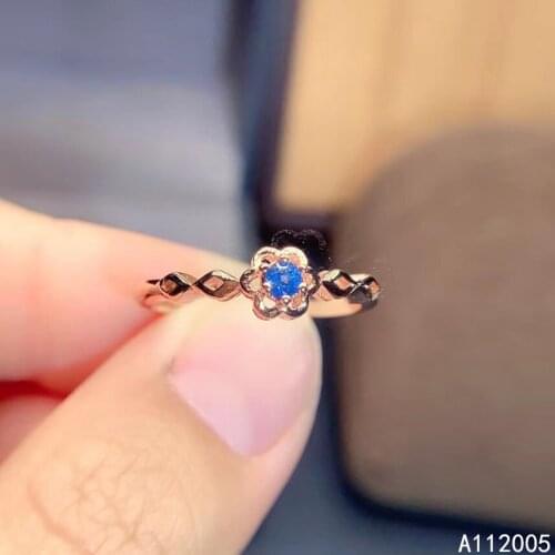 KJJEAXCMY fine jewelry 925 sterling silver inlaid natural sapphire new Female adjustable ring luxury Support test hot selling