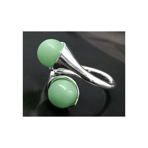 RARE GREEN jade BEAD ROUND GEMS 925 STERLING SILVER RING SIZE 7 8 9 10>Lovely Fine Nobility Ladys 's Earrings for women jewelry