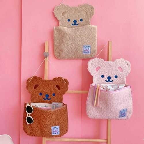 Korea Bear Wall hanging Storage bag School Office Stationery Carton Coin Purse Home Decoration Bags #2