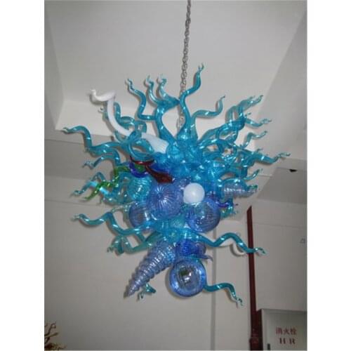 Pretty Colored Blown Glass Art Chandelier Energy Saving 110v-240v LED Light