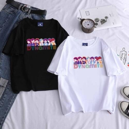 Summer New Candy-colored Cotton T-shirt Kpop Bangtan Boys Album Dynamite Shirts for Women
