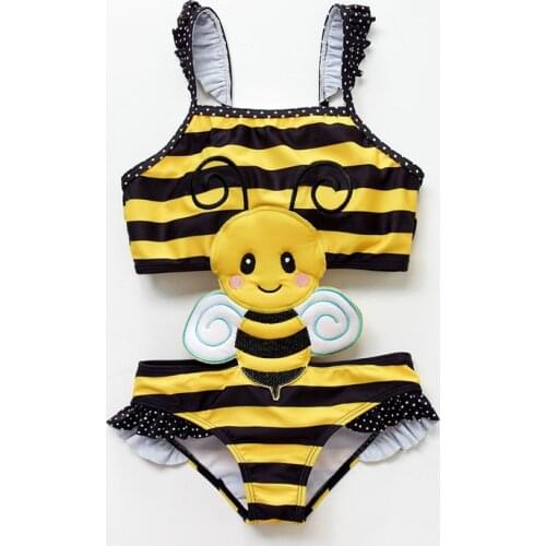 Girls fashion one-piece swimsuit Girl cartoon pattern swimsuit Girl polka dot stripe pattern high quality swimsuit