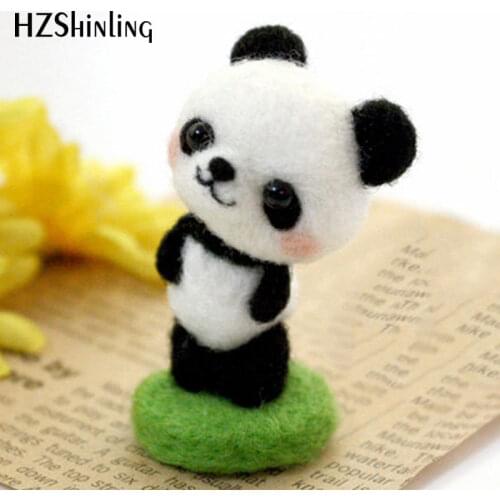 Non-Finished Handmade Panda Toy Doll Wool Felt Poked Kitting DIY Cute Animal Wool Felting Package