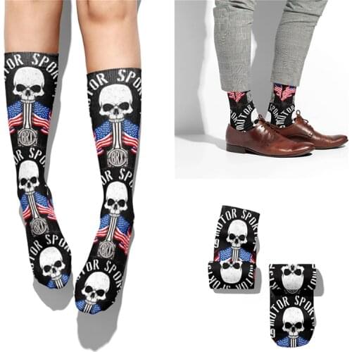 Punk Street Creativity Cotton Socks Skull Thriller Style Unisex Mens Socks Women Medium Tube Socks Spring Autumn Trend Socks