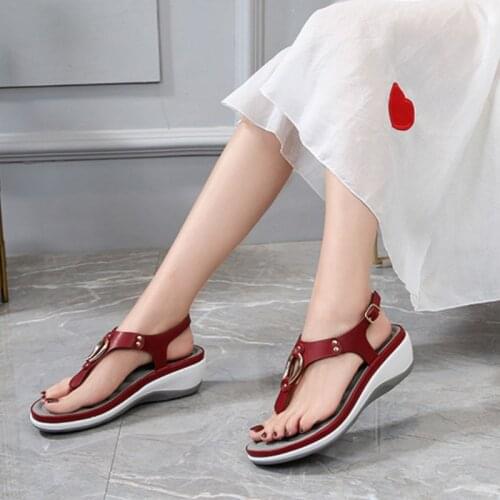 2020 New Vintage Style Wedge Heel Flip-flop Platform Sandals Wedges Shoes for Women Summer Shoes Beach Sandals sandalias mujer