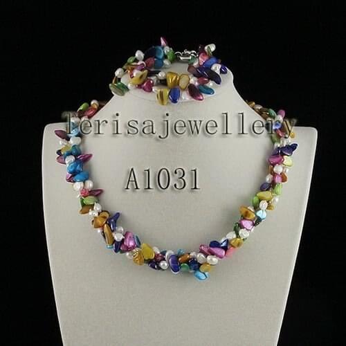 New Free Shipping A1031# AA Size 6-7MM Length 18nch 7.5inch Mixes Color Shell White Color Fresh Water Pearls Necklace Bracelet