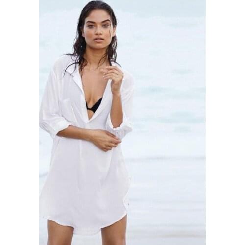 New Arrivals Sexy Beach Cover up Chiffon White Swimwear Ladies Beach Blouse Pareo Women Beach Wear Saida de Praia Swimwear #Q46