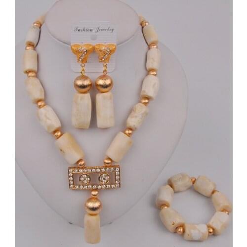 Latest White Coral Necklace Nigerian Wedding African Coral Beads Jewelry Set 12-B-01