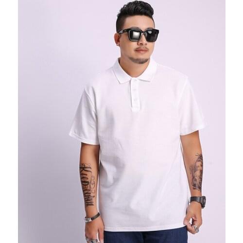 Casual Cotton Blend Solid Color Tops Male Brand Plus Size 6Xl 7Xl 8Xl Mens Polo Shirt Summer Short Sleeve Loose Business