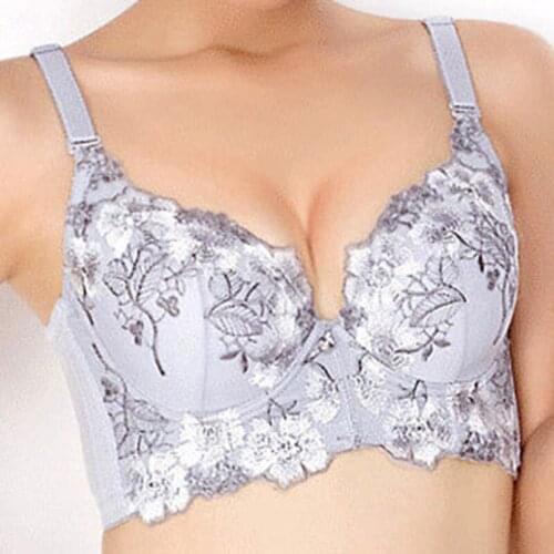 Fikoo Bras Sexy Womens Intimates Push Up Embroidery Bra China Style Thin Lace Bra For Women Underwear Bralette