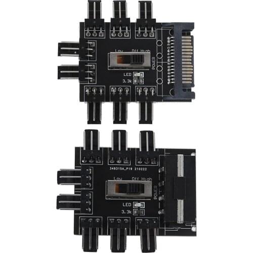 Fan Hub 1 to 8 3Pin Pwm Sata Molex Splitter PC Mining Cable 12V Power Suppply Cooler Cooling Speed Controller 4PIN/SATA