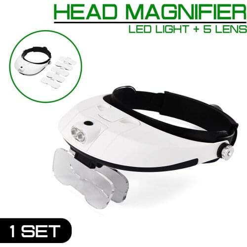 Dental Magnifier Portable Dentist Head Loupes Binocular Glass Head LED Light Jewelry Magnifiers Medical Optical Instrument