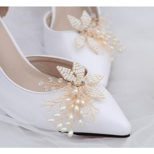 Shoe Clip Handmade Pearl Luxury Wedding Shoes Bride High Heel Decoration Floral Decoration Charms Accessories