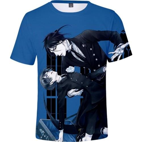 Black Butler Anime T-shirts 3D Prints Women Men Fashion Summer Short Sleeve Tshirts Hot Sale Casual Streetwear Clothes