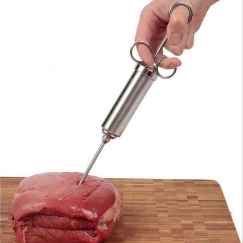 Sale Kitchen Tool Stainless Steel Seasoning Syringe Turkey Steak Barbecue Seasoning Red Wine Syringe Meat Injectors Tool 10335E