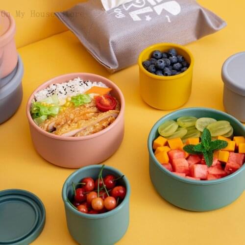Silicone Lunch Box Round Food Box Portable Bowl 250ml / 700ml 5 Colors Lunch Box Environmental Protection Storage Box