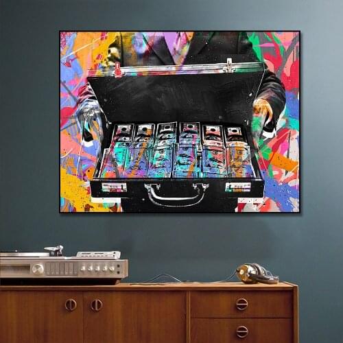 Modern Graffiti Art Money Case Canvas Painting Poster Print Wall Art Picture For Living Room Home Decor Frameless