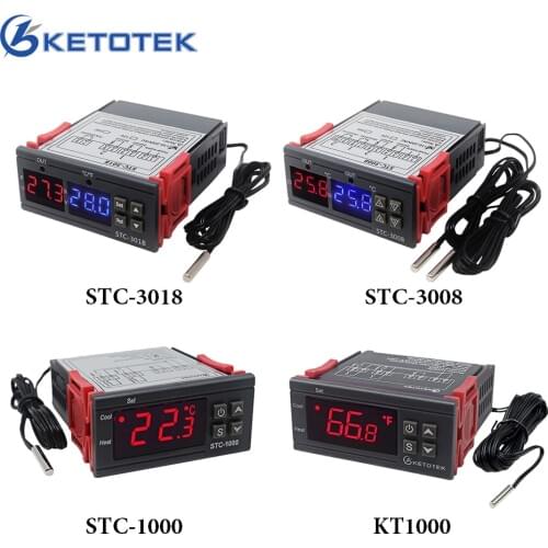 STC-3008 STC-1000 3018 KT1000 Digital Temperature Controller Incubator Thermostat Thermoregulator Heating Cooling 12V 24V 220V