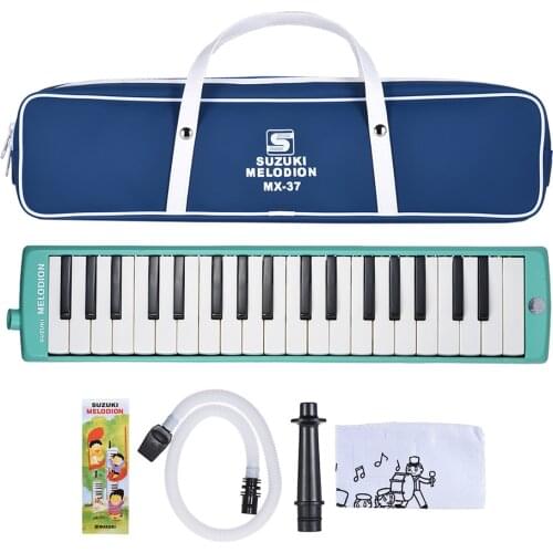 SUZUKI MX-37D 37-Key Melodion Melodica Pianica Musical Instrument with Long & Short Mouthpiece Carry Bag Cleaning Cloth