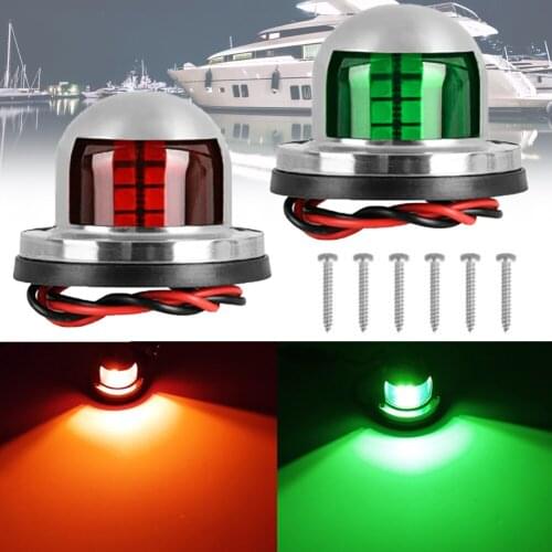LED Stainless Steel Navigation Light Marine Boat Yacht Light Red Green Sailing Signal Light for Marine Boat Yacht Warning Light