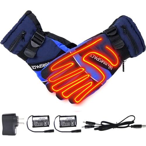 WARMSPACE Waterproof Cycling Gloves Heating Mountain Road Bike Gloves Warm Rechargeable Electric Battery Heated Ski Gloves