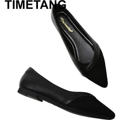 TIMETANG Loafers Women Slip on Shoes for Women Korean Fashion Woman Flats Pointed Toe Barefoot Shoes Women Leather Casual Shoes