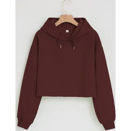 Korean Crop Hoodie Women Cotton Sweatshirt Women Oversized Short Hoodies Cute Long Sleeve Hooded Sweatshirts Spring Autumn Girls