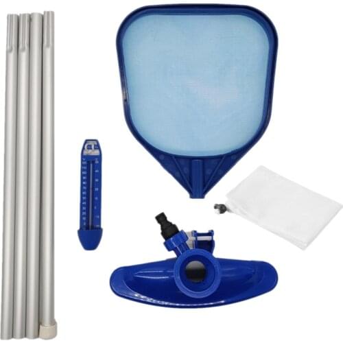 Pool Vacuum Head and Skimmer Net Set Included Detachable Pole, Spa Pond Swimming Pool Cleaning Supplies Accessories