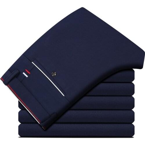 Korean version of spring suit trousers slim high stretch straight trousers small feet long trousers menswear trend