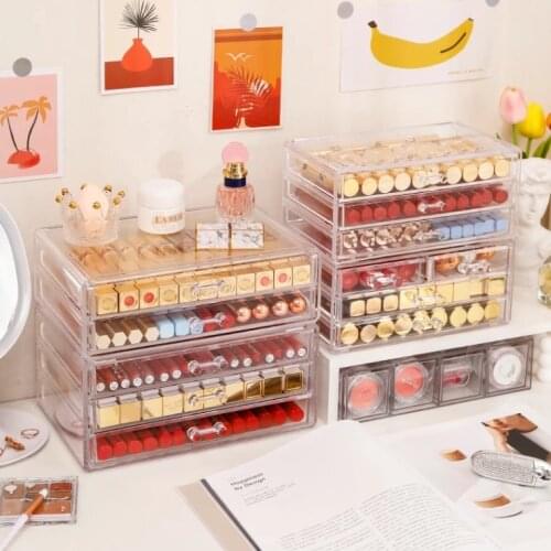 Drawer Makeup Organizer Cosmetics Storage Box Transparent Makeup Brush Box Lipstick Lip Gloss Glaze Holder Jewelry Display Stand