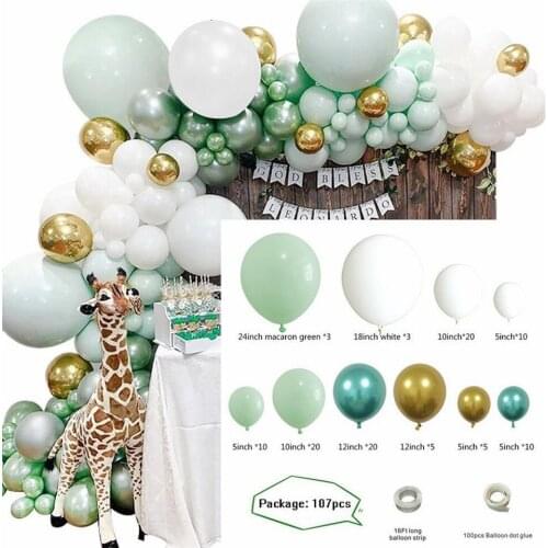 Green White Macaron Metal Wedding Birthday Balloons Decoration Party Balloons for Kids Girl Baby Shower Balloon Garland Arch