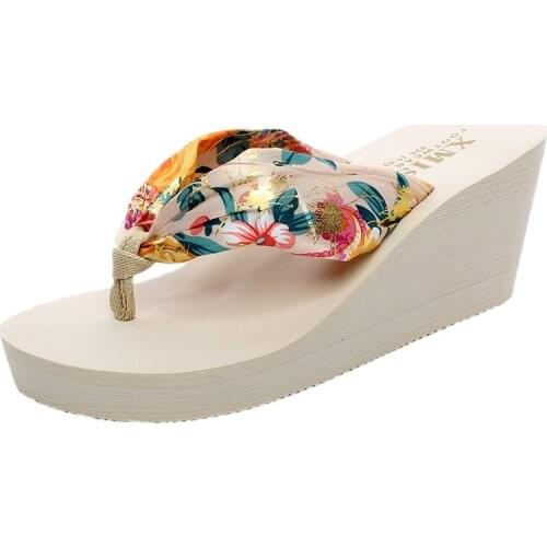 Womens Flip-Flops 2021 Summer Bohemian Flip-Flops Womens Trifle Platform Wedge Sandals