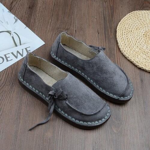 2020 New Mori Retro Beef Tendon Soft Bottom Womens Shoes Flat Casual Shoes Student Single Shoes Literary Hand-Made Doll Shoes