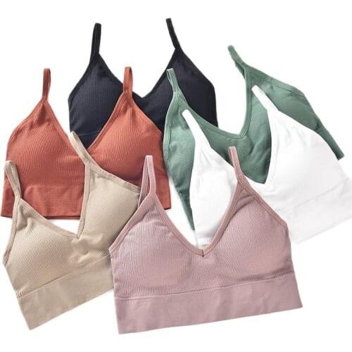 Women Cotton Tank Crop Top U Type Seamless Underwear Female Crop Tops Sexy Lingerie Intimates With Removable Padded Camisol