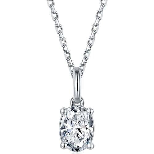 BOEYCJR 925 Silver F color 1ct Oval Cut 5*7mm Moissanite VVS Engagement Wedding Pendant Necklace for Women Anniversary Fift