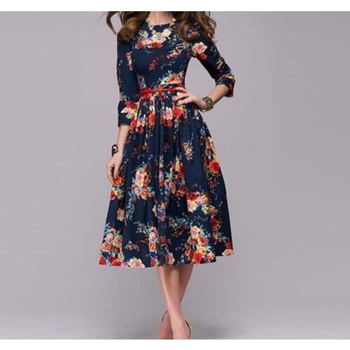 2021 Spring Women Vintage Animal Print Dress Elegant Lady Puff Sleeve Square Neck Slim A-line Long Dress