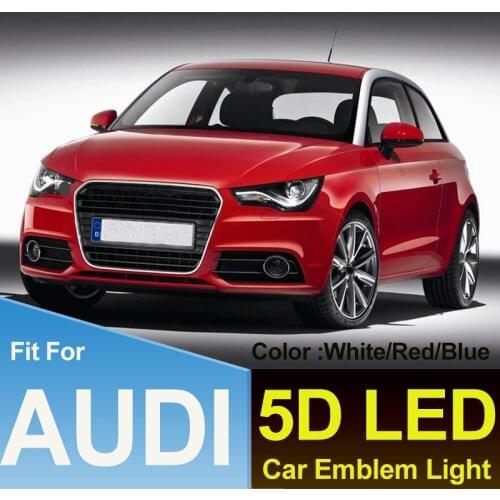 18x5.8cm Car Logo Emlem 5D LED Light Front Hood Head Trunk Rear Covers Boot Badge for Q3 Q5 A1 A3 TT Car Styling Decoration