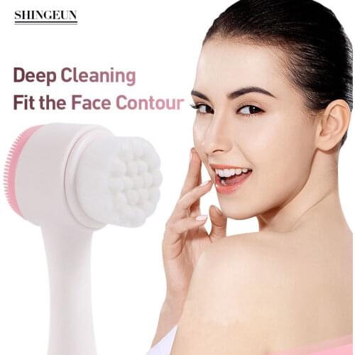 2 in 1 Deeply Clean Face Cleansing Brush Portable 3D Face Cleaning Massage Face Wash Product Skin Care Tool