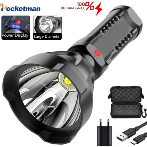 2021 Big Light Cup Flashlight USB Rechargeable COB Flashlight Torch Outdoor Long-Range Ultra-Bright Lanterna Portable Searchligt