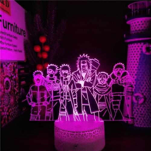Naruto Jiraiya Minato Hashirama Kakashi 3D Led ANIME LAMP Nightlights Color Changing Bandai Naruto Shippuden lampara For Gift