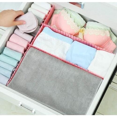 4Pcs/Set Plastic Diy Grid Drawer Divider Separator Adjustable Drawer Organizer Partition Storage Underwear Socks Drawer Tools