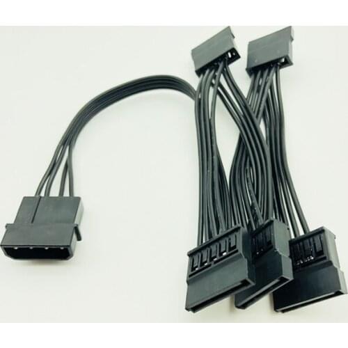 4Pin 18AWG Wire For Hard Drive IDE Molex to 5-Port 15Pin SATA Power Cable Adapter Cord Lead HDD SSD PC Computer Server for Miner