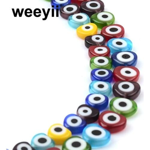 8/10mm Colorful Heart Shape Evil Eye Lampwork Glass Beads Spacer Beads For Jewelry Making Bracelet Necklace Charms