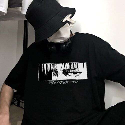 Anime Clothes Attack On Titan Cartoon Levi·Ackerman Mens T-shirt Streetwear Unisex Vintage Funny Manga T Shirts Cotton Tops