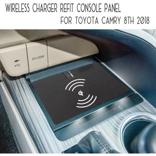 Car Wireless Fast Charger Console Storage Panel Auto Interior Door Charging Panel for Mobile Phone for Toyota for Camry 8th 2018