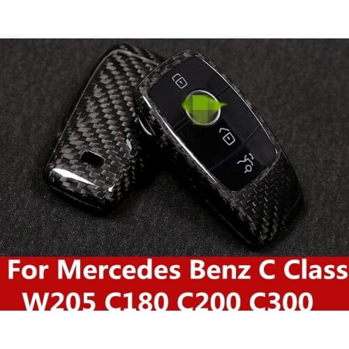 Car Key Cover Zinc Alloy+Leather Case Bag Keychain Skin Set Car accessories For Mercedes Benz C Class W205 C180 C200 C300