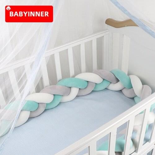 Babyinner 4M Baby Bed Bumper 3 Braid Crib Protector Cot Fence Knotted Bed Enclosure Multi-function Baby Room Decoration